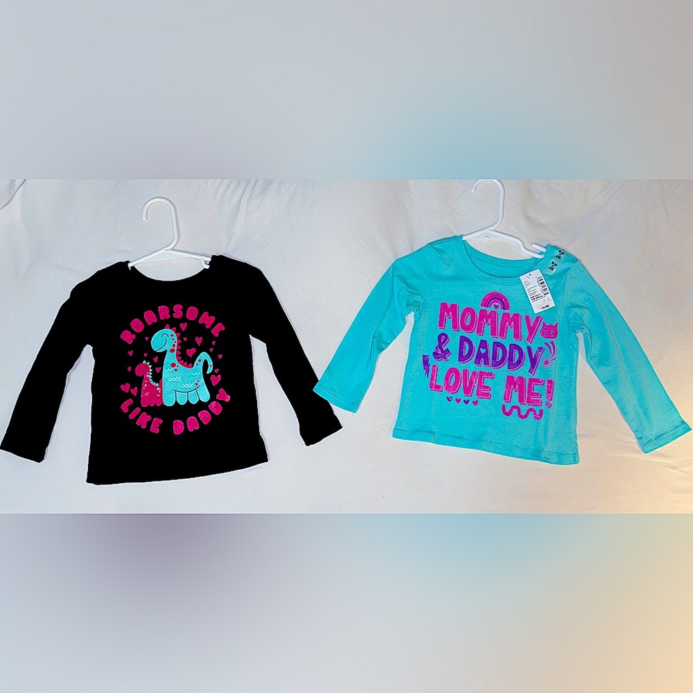 2 Girls Children’s Place Graphic Long Sleeve Tees Sz 18-24m